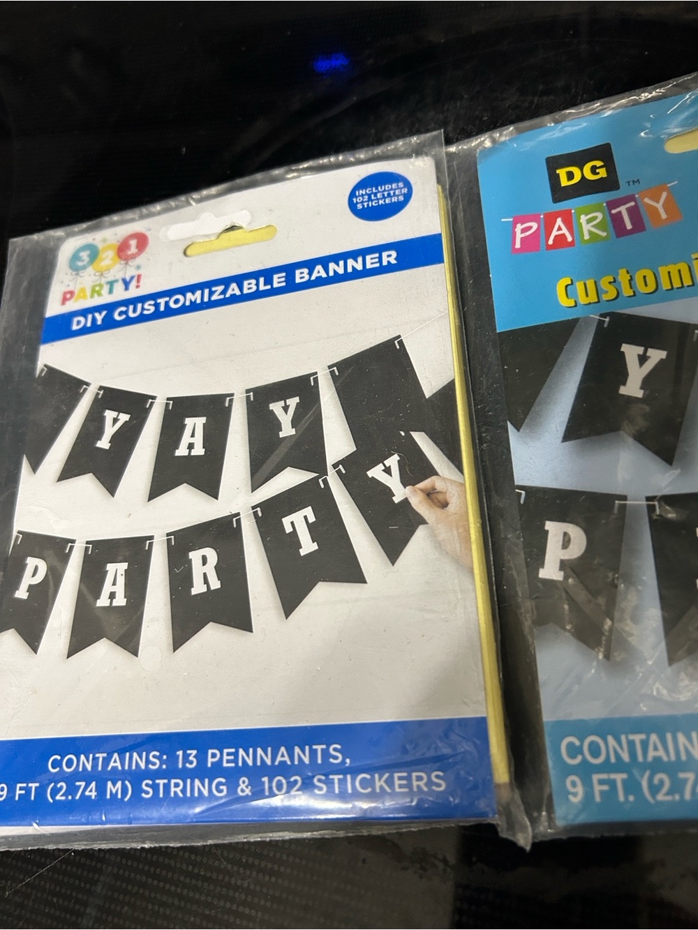 DIY Customizable Black Party Banner with Letter Stickers